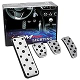 iJDMTOY 4pc Set Track Racing Style Direct Fit Silver Aluminum Foot Pedal Covers Compatible with Subaru Impreza Outback w/Manual Transmission