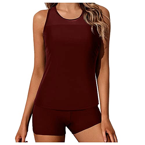 Bikini Mujer Talla Grande Bañador Mujers Talla Grande Bañadors Reductor Vientre Plano Push Up Traje De Baño De Dos Piezas Verano Tankini Vest + Short De Baño para Playa Piscina Vacaciones Traje