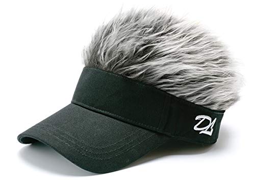 フレアー ウィッグ 付 ヘアー ハゲ かつら サンバイザー ゴルフ 釣り アウトドア ジョークグッズ ×ロマンスグレー)