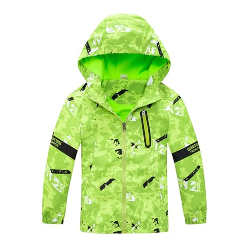 Image of SEVEN BB Boys Softshell Jackets Waterproof Kids Camo Lightweight Fleece Winter Rain Coat Windproof Raincoat Children Fluorescence Green Windbreaker Jacket 11-12 Years