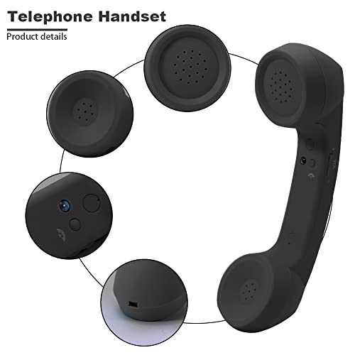 Retro Telephone Handset, Bluetooth Cordless Mobile Phone Radiation Proof Telephone Handset Usb Handsets For Cell Phones(Black) #TOP4
