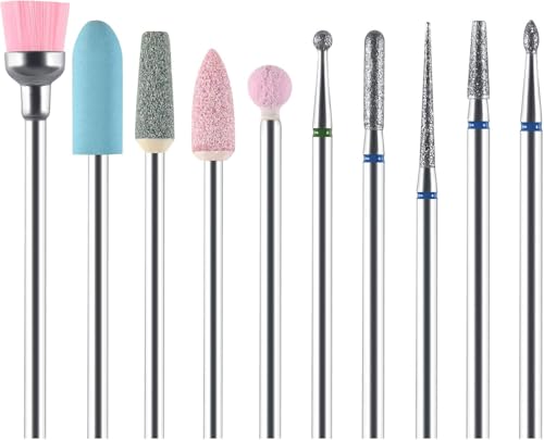 URAQT Lot de 10 Ensembles de Forets à Ongles, Embout Ponceuse Ongle, Ponceuse Ongles Les Accessoires pour retirer les ongles en gel acrylique, Pédicure...