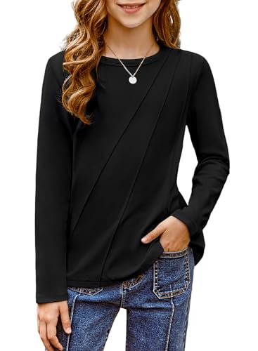blibean Tween Girls Fall Warm Shirts Pleated Long Sleeve Tops Size 6-15 Years