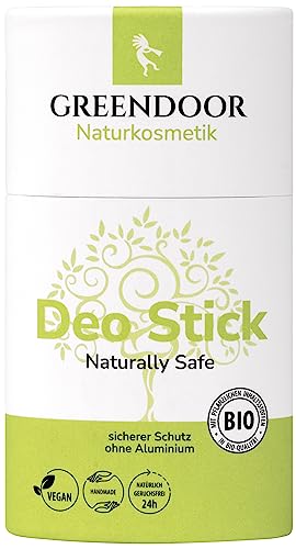 GREENDOOR Deo Stick naturally safe 50g, festes Deodorant mit frischem Duft, Bio Deostick ohne Aluminium für lange sichere Deo-Wirkung, unisex herren woman männer Deostift, vegan natürlich, plastikfrei