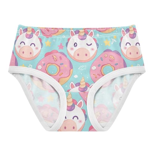 Wusikd Cute Unicorn Face Girls' Underwear Cotton Donut Stars Girls Briefs Soft Toddler Underwear 2T