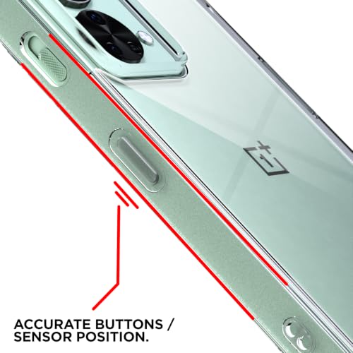 Image of Outlouders Back Cover for OnePlus Nord 2T 5G Clear Transparent PC + TPU Bumper Case with Raised Edges for Shockproof Protection (Transparent)