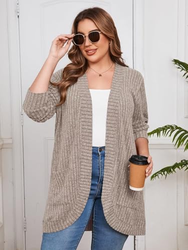 Image of BELAROI Women Plus Size Cardigan Sweater Fall Outfit