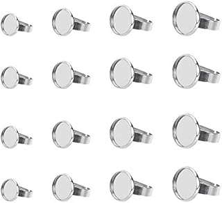 UNICRAFTALE 4 Sizes Stainless Steel Ring Base with Cabochons(8/10/12/14mm), 24 sets DIY Adjustable Rings Making Kits, Finger Ring Blank Bezel Cabochon Settings for Jewelry Making Supplies