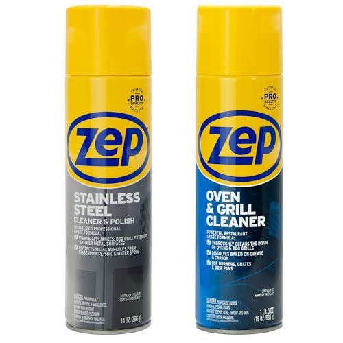 Zep Stainless Steel Cleaner Polish 14oz & Oven Grill Cleaner 19oz