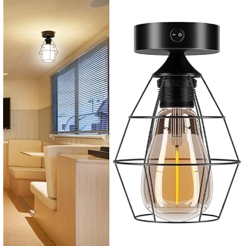 Vintage Black RV Light Fixtures, 12V Ceiling Light with ON/Off Switch, E26 Base for Camper, Motorhome, Trailer, and Boat,Classic Retro Style Interior Lighting,12-24V (Without Bulb) Cover