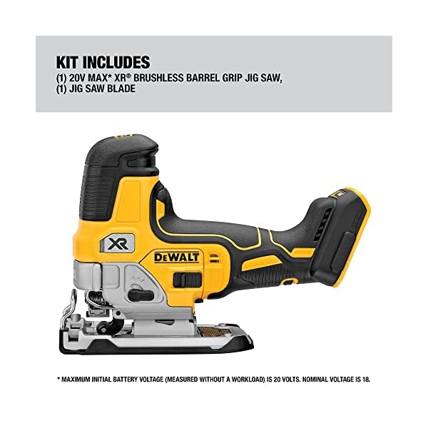 DEWALT 20V MAX Jig Saw, Cordless, Barrel Grip, 3,200 Blade Speed, Bare