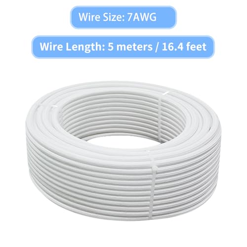 7 Gauge High Temperature Wire 16.4Ft, -76-932 ℉ 7 AWG Mica Fiberglass Electronic Copper Wire Insulated Heat Resistant High Temp Electronical Flexible Cable for Lamp Boiler Heater Kiln