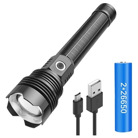 LUXJUMPER Super Bright Torch 10000 Lumens Rechargeable , Upgraded XHP70 LED Tactical Flashlight, 5 Modes, Zoomable, IPX6 Waterproof Handheld Flashlights for Camping Emergency Outdoors Cover