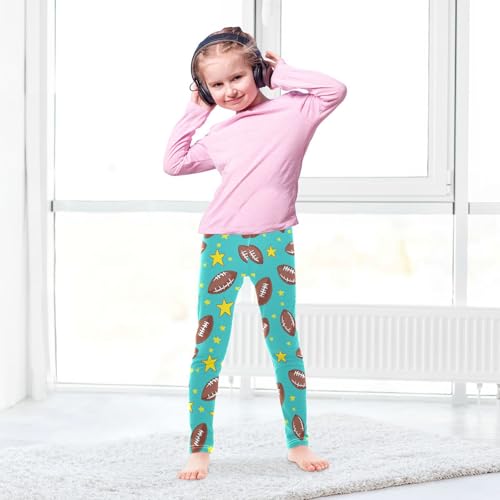 Wusikd Football Girls' Leggings Toddler Doodles Stars Kids Yoga Pants Dance Active Tights 4T4