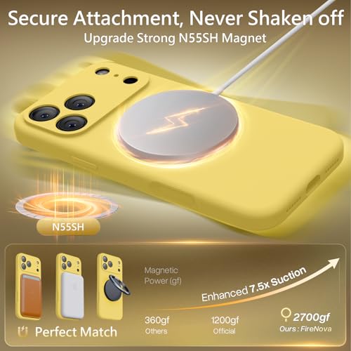 Image of FireNova Magnetic for iPhone 17 Pro Case, Compatible with MagSafe, [Integrated Silicone Camera Control Button] [Camera Protection] Anti-Scratch Microfiber Lining Phone Case, 6.3 inch, Yellow