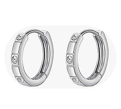 EVELYN Pendientes de aro pequeños para mujer de plata de ley 925 creados con cristales austriacos con circonita cúbica Cover