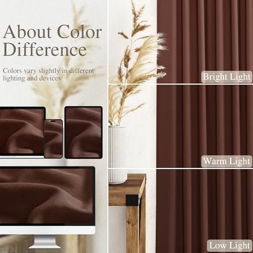 Image of Rustic Brown Linen Curtains 84 Inch Length 2 Panels Set for Living Room Rod Pocket Back Tab Light Filtering Window Drapes for Bedroom Dining Room Protect Privacy Modern Farmhouse Decor 52x84