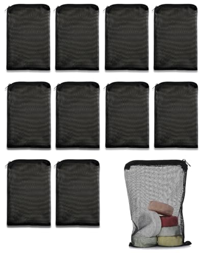 HUVZOR Lot de 10 sacs filtrants pour aquarium, sac filtrant en filet à fermeture éclair pour aquarium, mailles fines à haut débit, sac réutilisable en...