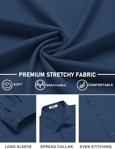 Image of COOFANDY Mens Stretch Dress Shirts Long Sleeve Button Down Shirt Regular Fit Formal Business Shirts