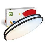 ASD LED 32' Oval Flush Mount Lighting, Close to Ceiling Light Fixture | 5CCT, Dimmable, ETL Listed | 50W 4195LM 2700-5000K 120V | Low Profile Double Ring Lamp | Black