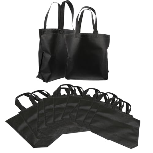 Beavorty Reusable Non-woven Grocery Tote Bags Set, 12pcs Black Portable