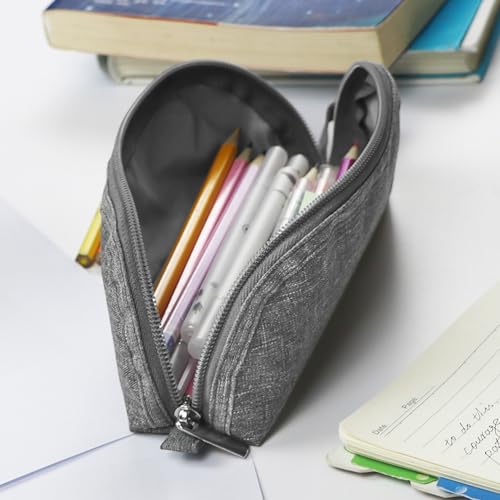 Image of Gloppie Pencil Pouch - Practical Pencil Case, Aesthetic Simple Pencil Bag, Small Pen Holder, Back to School Supplies for Girls Boys, Grey