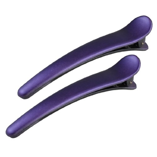 Ruilogod Mujer púrpura plástico estilo pato clips de pelo clisps horquilla 2 piezas