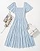 ZESICA Women‘s Summer Boho Floral Midi Dress 2026 Casual Short Sleeve Square Neck Flowy Beach Vacation Long Dress,Blue,Medium