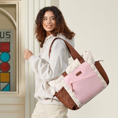 Image of LOVEVOOK Tote Bag for Women, puffer tote bag for Work Travel Nurse, Lightweight quilted Bags with Compartments