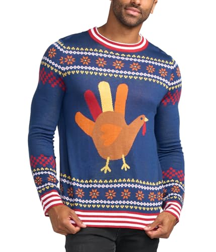 Tipsy Elves Men's Thanksgiving Sweaters - Colorful and Funny Ugly Thanksgiving Sweaters for Men - Cozy Holiday Pullovers