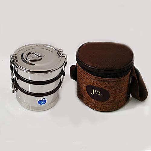 JVL Stainless Steel Lunch Box for Kids, Triple Layer Leakproof Tiffin Box for School and Office use with Inner Plate - Round - Small Size (B082Y8JVDY) Amazon Price History, Amazon Price Tracker