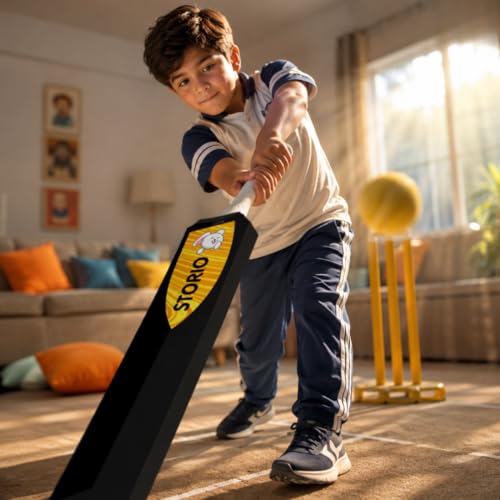 Image of Storio Full Size Cricket Bat, HDPE Plastic Construction, Lightweight Design with Vibration Control, Shock Absorption, Practice Bat for All Skill Levels