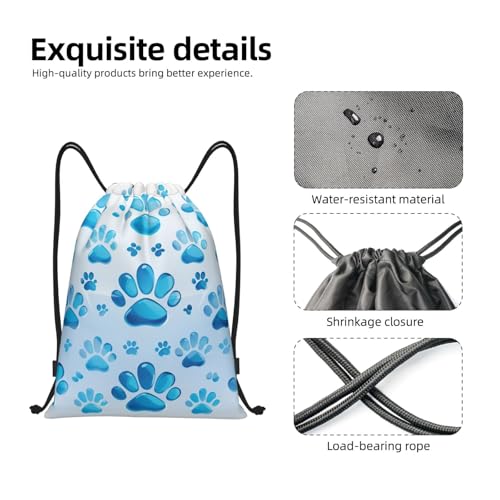 Drawstring Backpack Blue Paw Print Drawstring Bag Sports String Bag Gym Sackpack for Women Men4