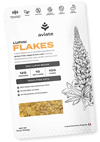 Aviate Lupini Flakes | Keto & Vegan Friendly Superfood | Non-GMO, Gluten Free | High Protein, Low Calorie, & Low Carb | Rich in Dietary Fiber and Minerals | 100% Lupin Beans | 12 Ounces, 1 Pack