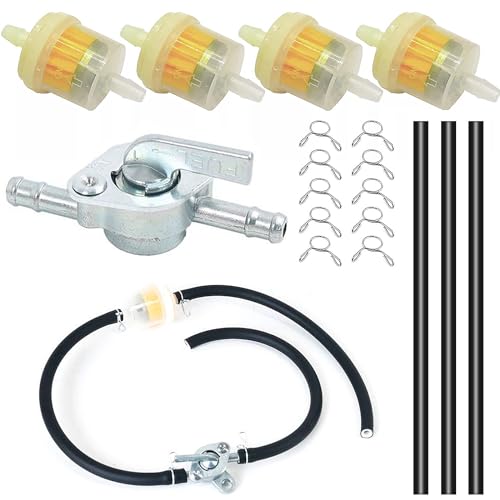 ANBOO Kit de tuyau à essence, filtre à essence moto, mobylette, tuyau à essence 3 pièces de 15 cm de tuyau de carburant de 5 mm + 4 filtres à essence de 5 mm + 10...