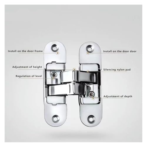 Charnière de porte invisible pliante réglable 3D en bois modèle gauche L