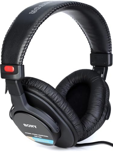 Sony MDR-7506 Studio-Monitor-Kopfhörer, geschlossen, kabelgebunden, 10 Hz-20 kHz, 63 Ohm, leichtes, faltbares Design (227 g), ideal für Studioaufnahmen und -abmischungen, inkl. Tasche, schwarz