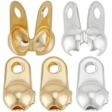 Beebeecraft 1 Caja de 300 Cuentas Abiertas de Latón Chapado En Oro de 18 Quilates Y Plata de Ley con Cierre de Engarce Plegable para Hacer Joyas Y Manualidades.