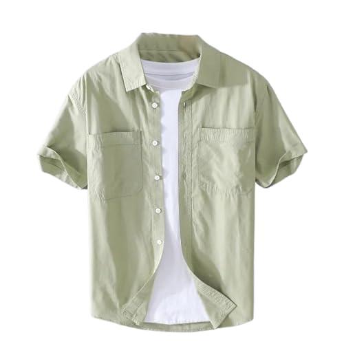 Chemise d'été décontractée ample et simple pour homme en coton léger polyvalente
