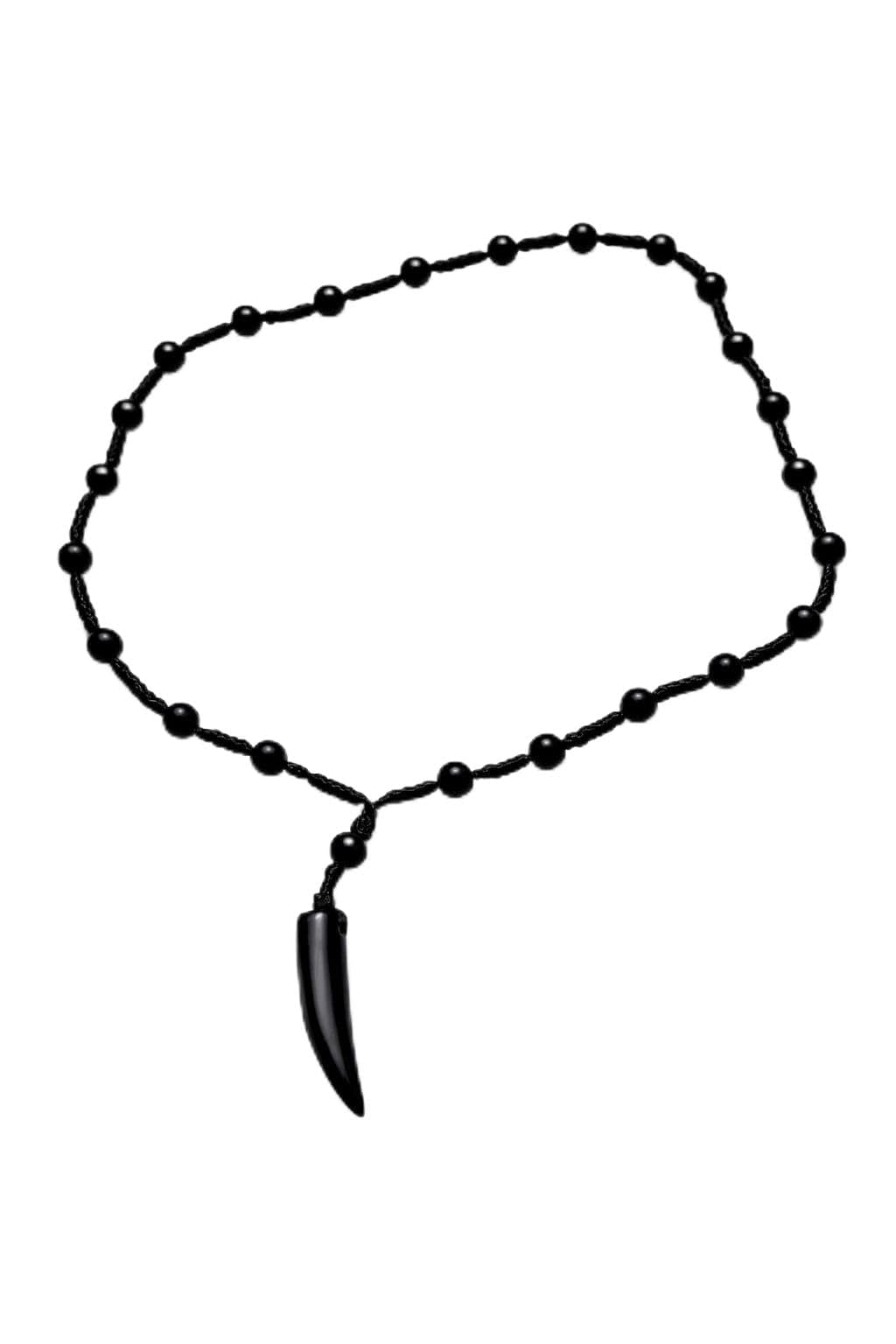 Black Obsidian Fang Pendant Necklace with Beaded Cord, Handcrafted Waterproof Lightweight Unisex Chain, Protection Symbol Jewelry, 1 Piece-image-37