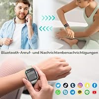 2026 Smartwatch Herren Damen, 1,85" HD-Touchscreen Smart Watch mit Telefonfunktion, 112+ Sportmodi Fitness Tracker, IP68 Wasserdicht Sportuhr mit Pulsmesser Schrittzähler für iOS Android,Cremeweiß Uhr – Ansicht 2