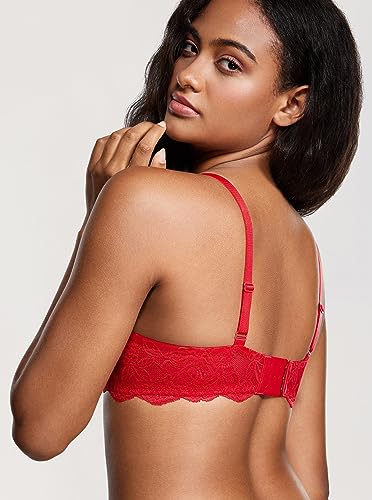 Image of DOBREVA Women's Push Up Lace Bra Underwire Plunge Full Coverage Bras Sexy Plus Size Support