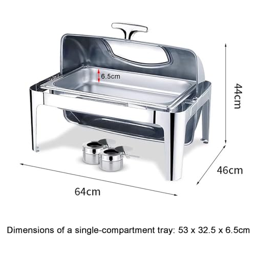 Juego de platos de acero inoxidable para bufé, elegante bandeja para servir para bodas, fiestas y cumpleaños, recipiente calentador de condimentos