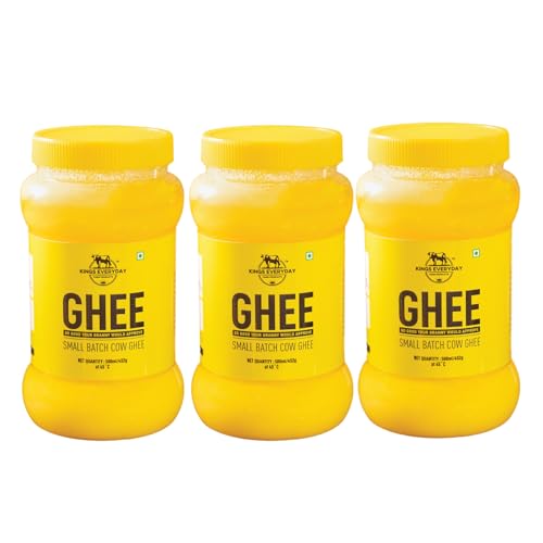 Image of Kings Everyday Cow Ghee 1500ml | Aromatic & Nutritious | Small Batch Cow Ghee | Pure Danedar Ghee 500ml (Pack of 3)