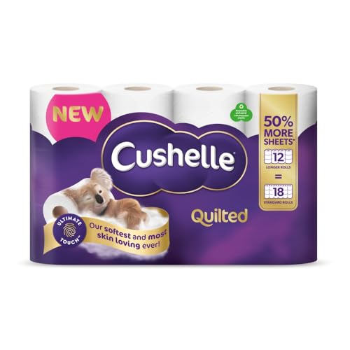 Cushelle Quilted 3-Ply Longer Rolls Toilet Tissue, 12 = 18 Rolls