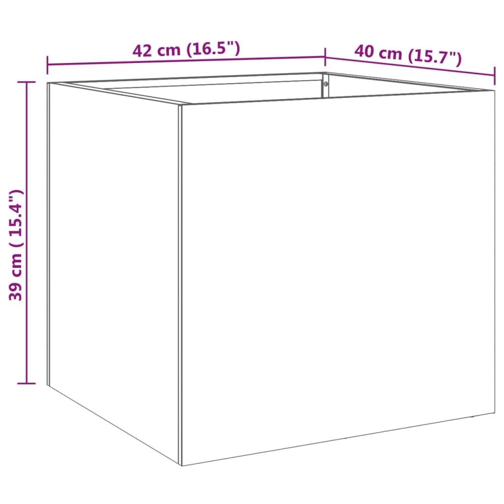 Homogen Pflanzkübel Silbern aus Edelstahl 42x40x39 cm mit Abflussloch und Untersetzer, wetterfest für Balkon, Terrasse, Wohnzimmer, Indoor und Outdoor Pflanzengefäß, dekorativer Blumentopf