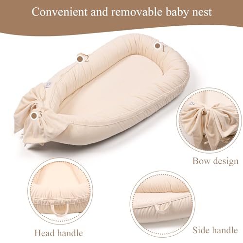 Image of EAQ Baby Lounger, Infant Lounger for Newborn,Portable Baby Nest Cover Breathable & Soft, Newborn Essentials