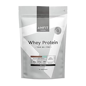 Amazon Brand – Amfit Nutrition Whey Protein Powder, Chocolate Mint Flavour, 75 Servings, 2.27 kg (Pack of 1)