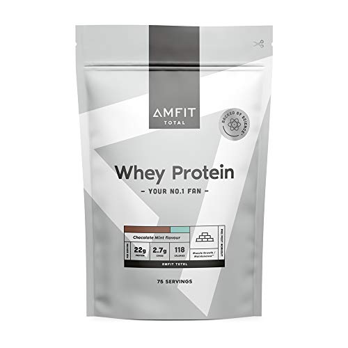 Amazon Brand – Amfit Nutrition Whey Protein Powder, Chocolate Mint Flavour, 75 Servings, 2.27 kg (Pack of 1)