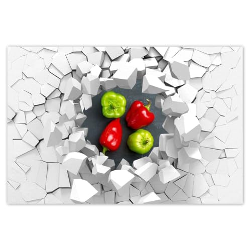 H10734M_WDNS1L - Adhesivo decorativo para pared (90 x 60 cm), diseño de pimientos verdes y rojos
